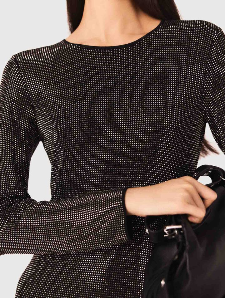 Robe courte en maille strassée