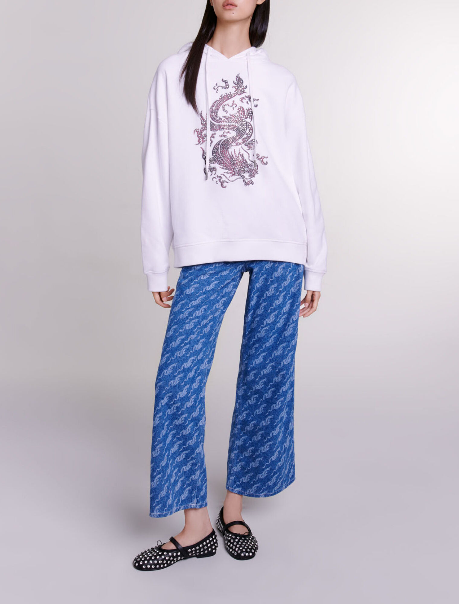 Sweatshirt oversize à strass