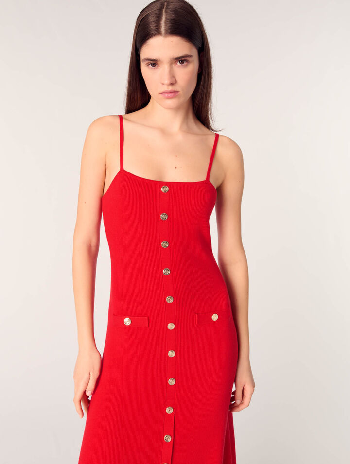 Robe longue en maille côtelée