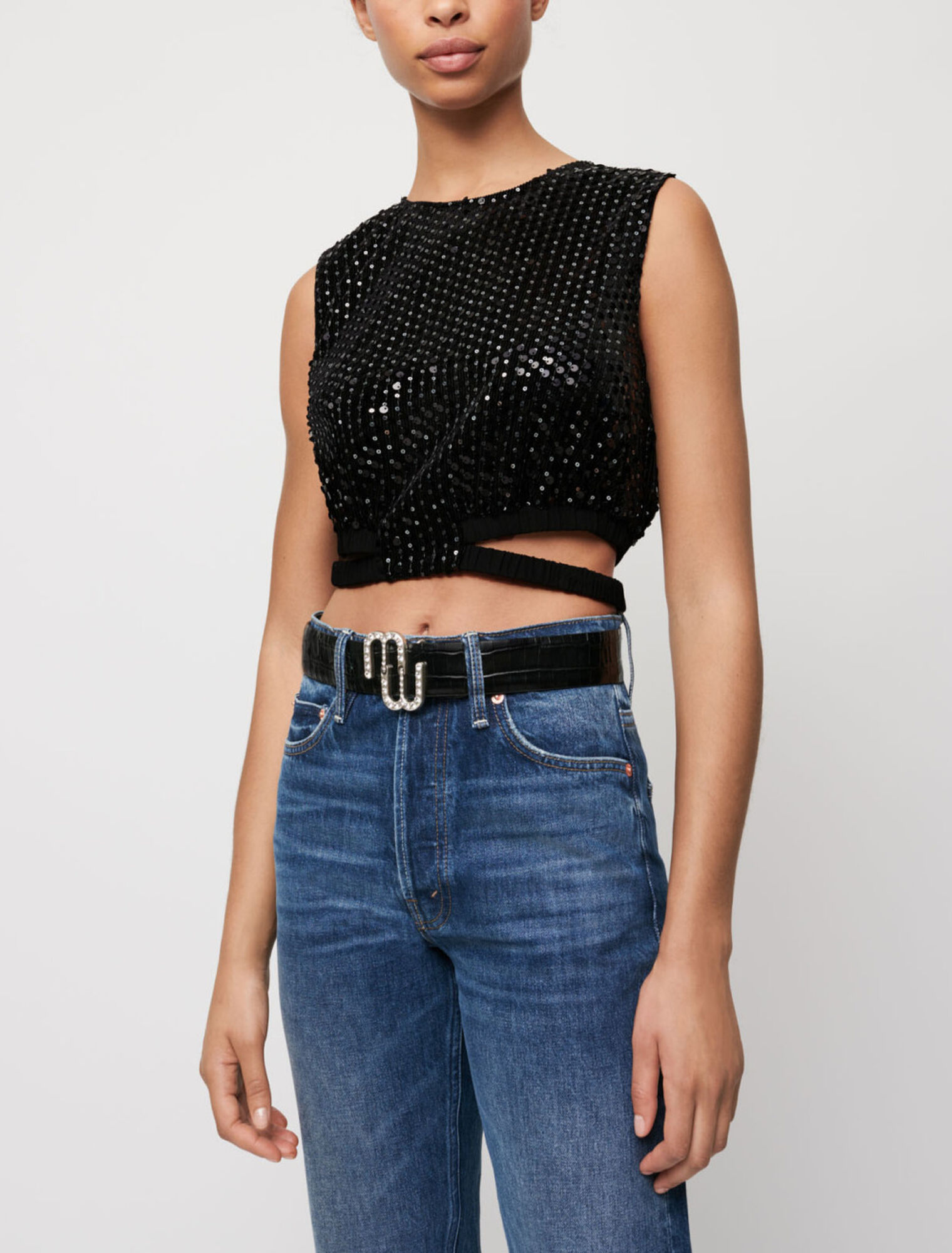 Crop top à sequins