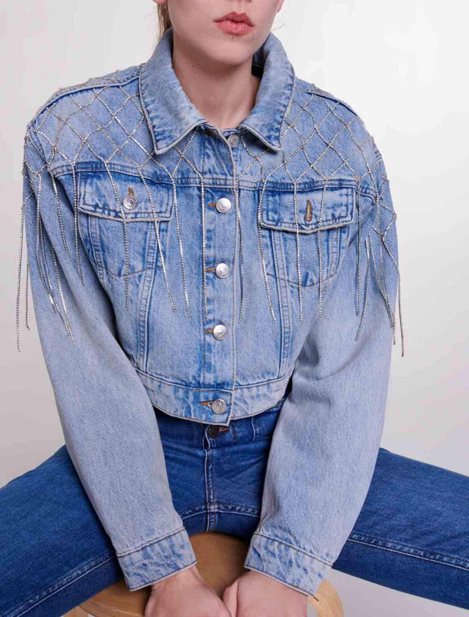 Blouson en jean strassé