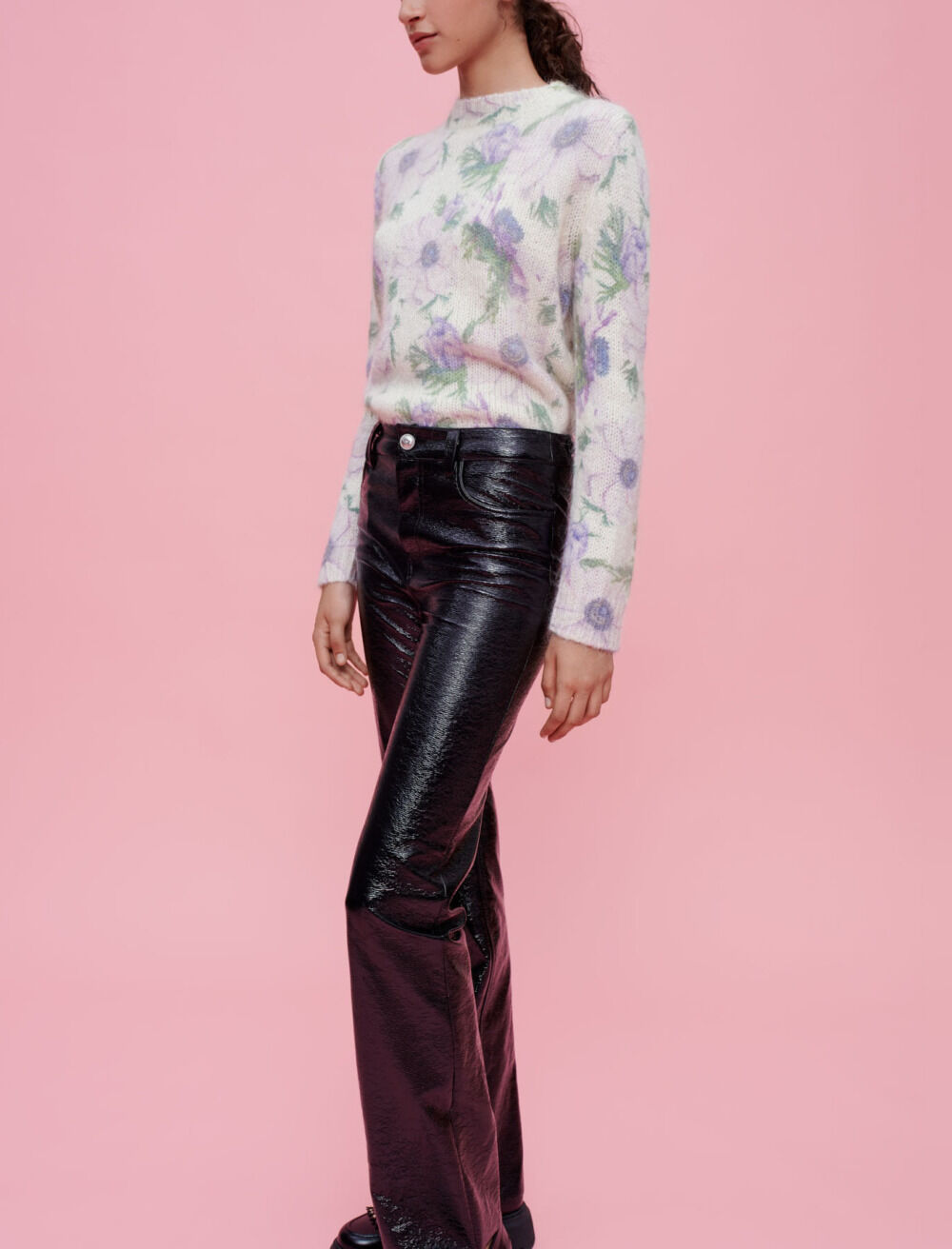Pantalon vinyle rose clearance