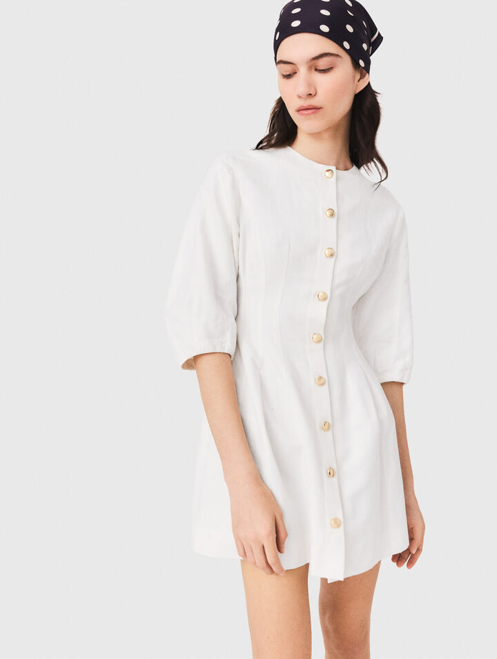 Robe courte en lin m&eacute;lang&eacute;e