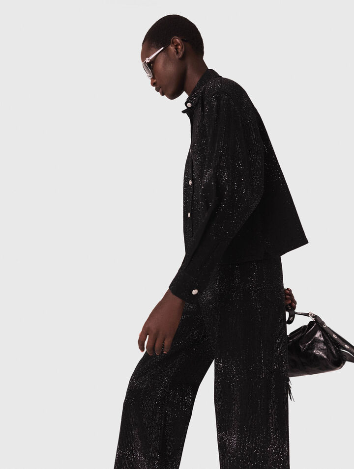 Chemise en denim strassée
