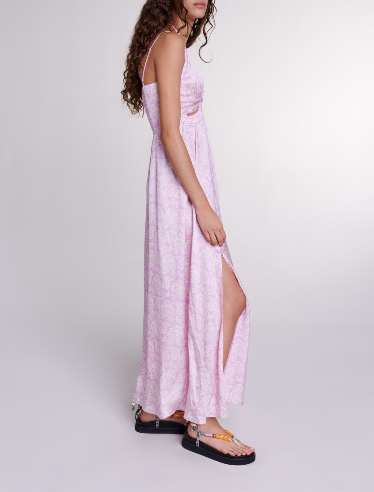Robe longue imprimée ajourée