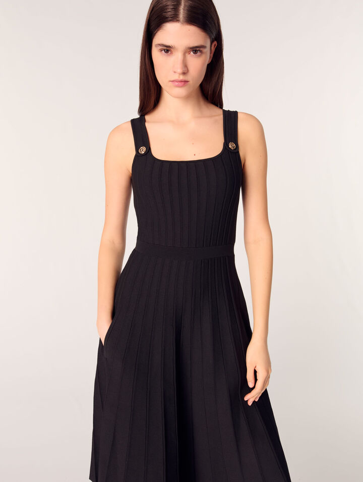 Robe midi en maille plissée