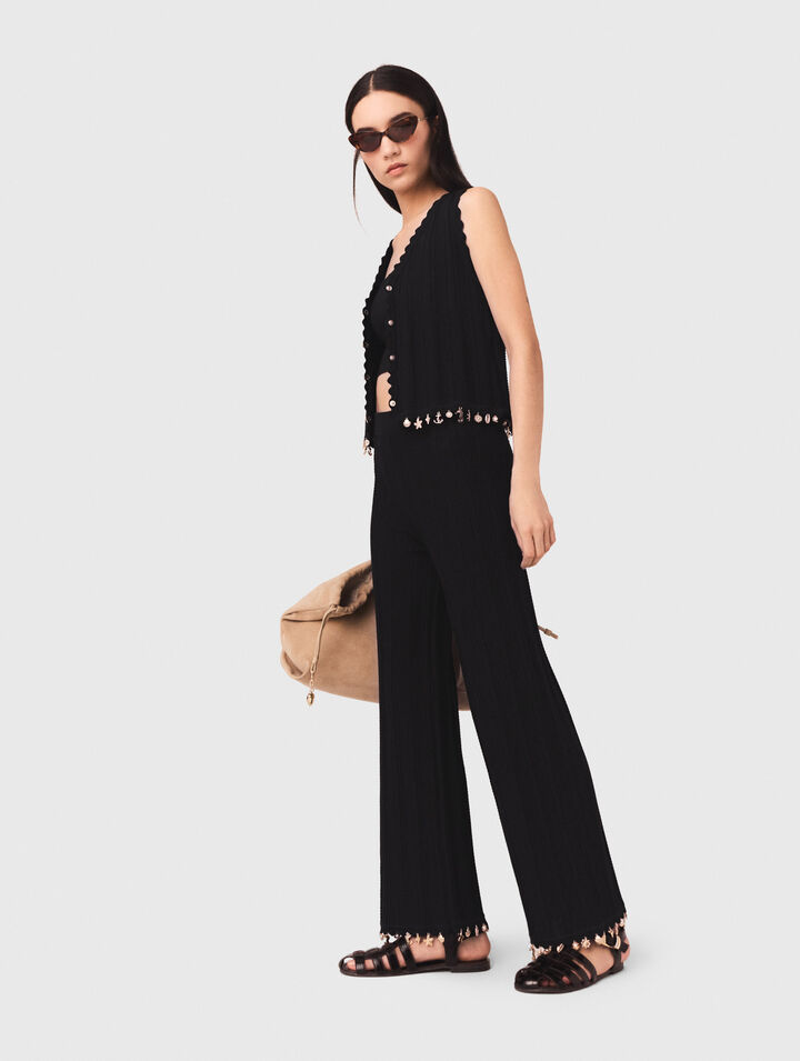Pantalon en maille avec bijoux