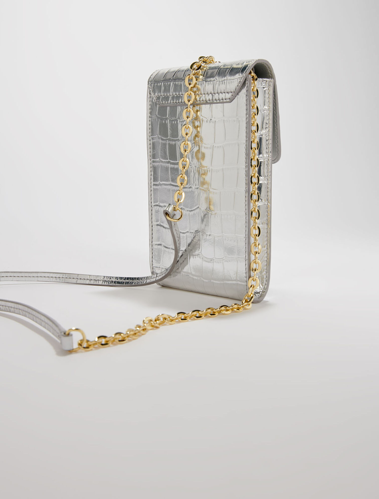 Pochette en cuir embossé métallisé