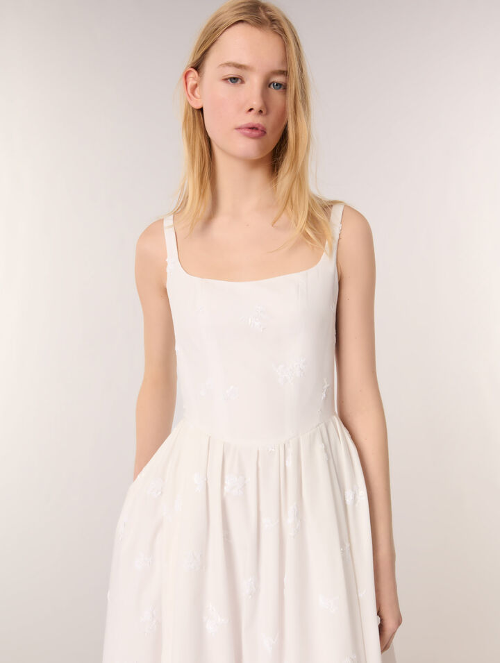 Robe midi en coton brodée