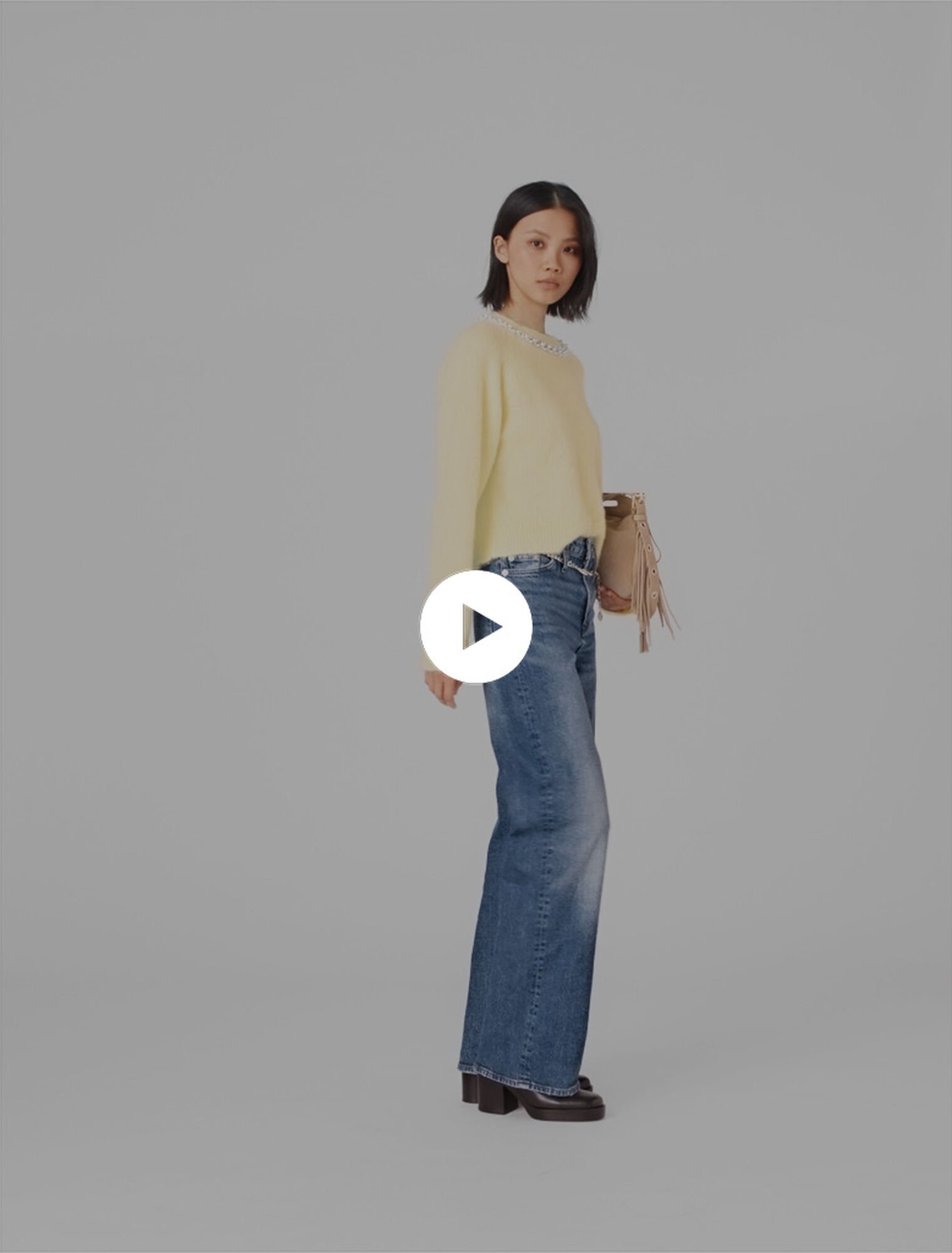 Jean &agrave; ceinture maillons