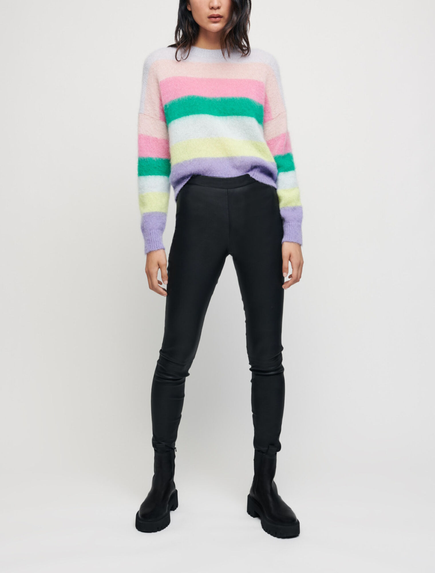 Legging en cuir stretch taille haute