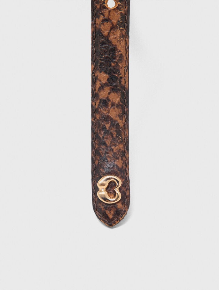 Ceinture fine en cuir emboss&eacute;