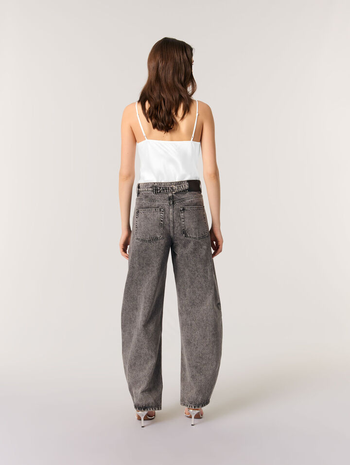 Top en satin de soie et dentelles