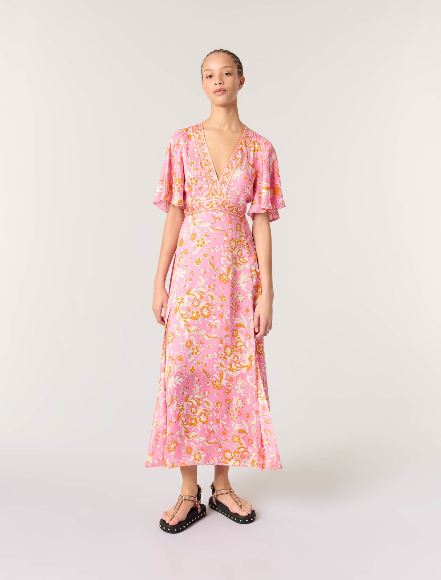 Robe longue fluide imprimée 