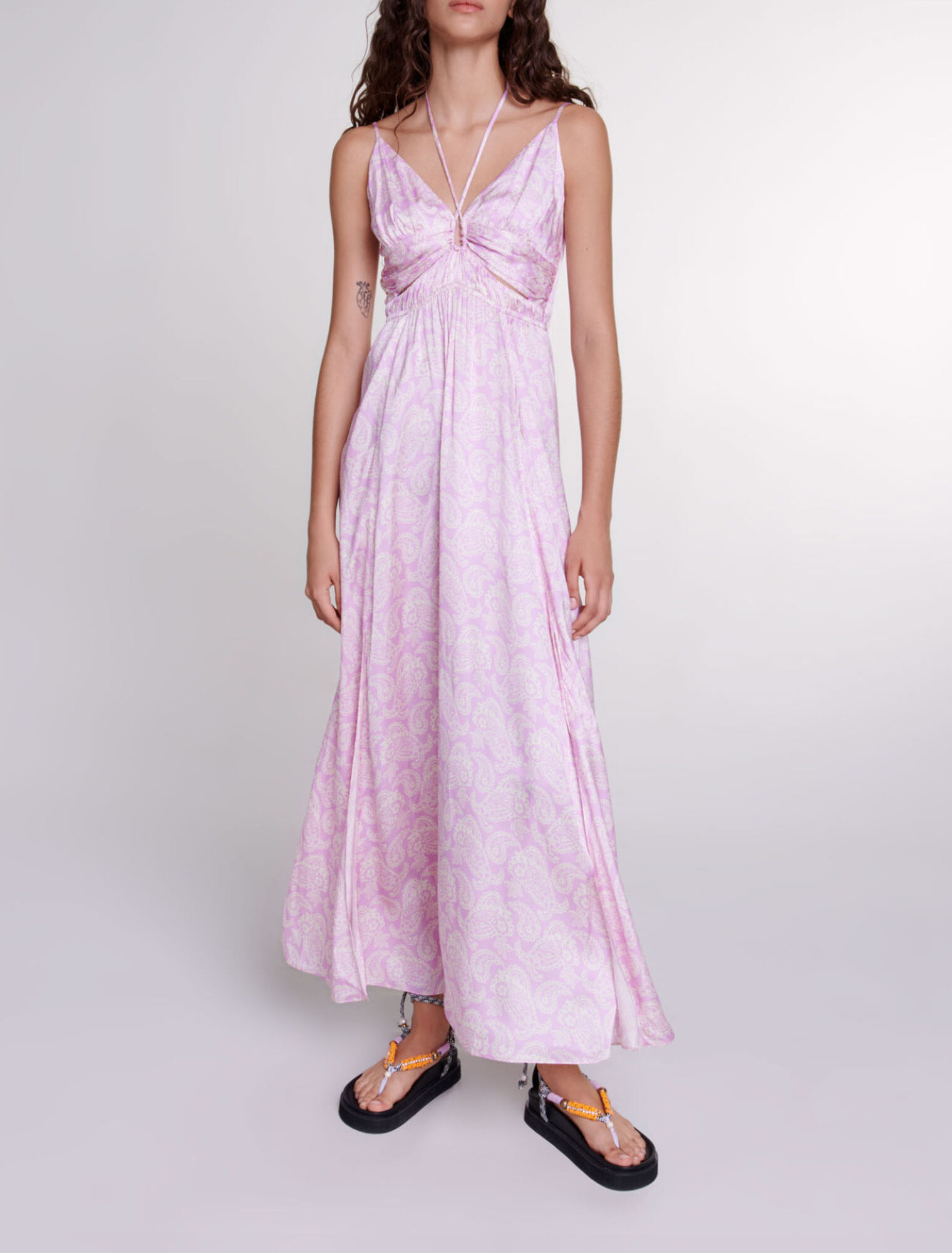 Robe longue imprimée ajourée