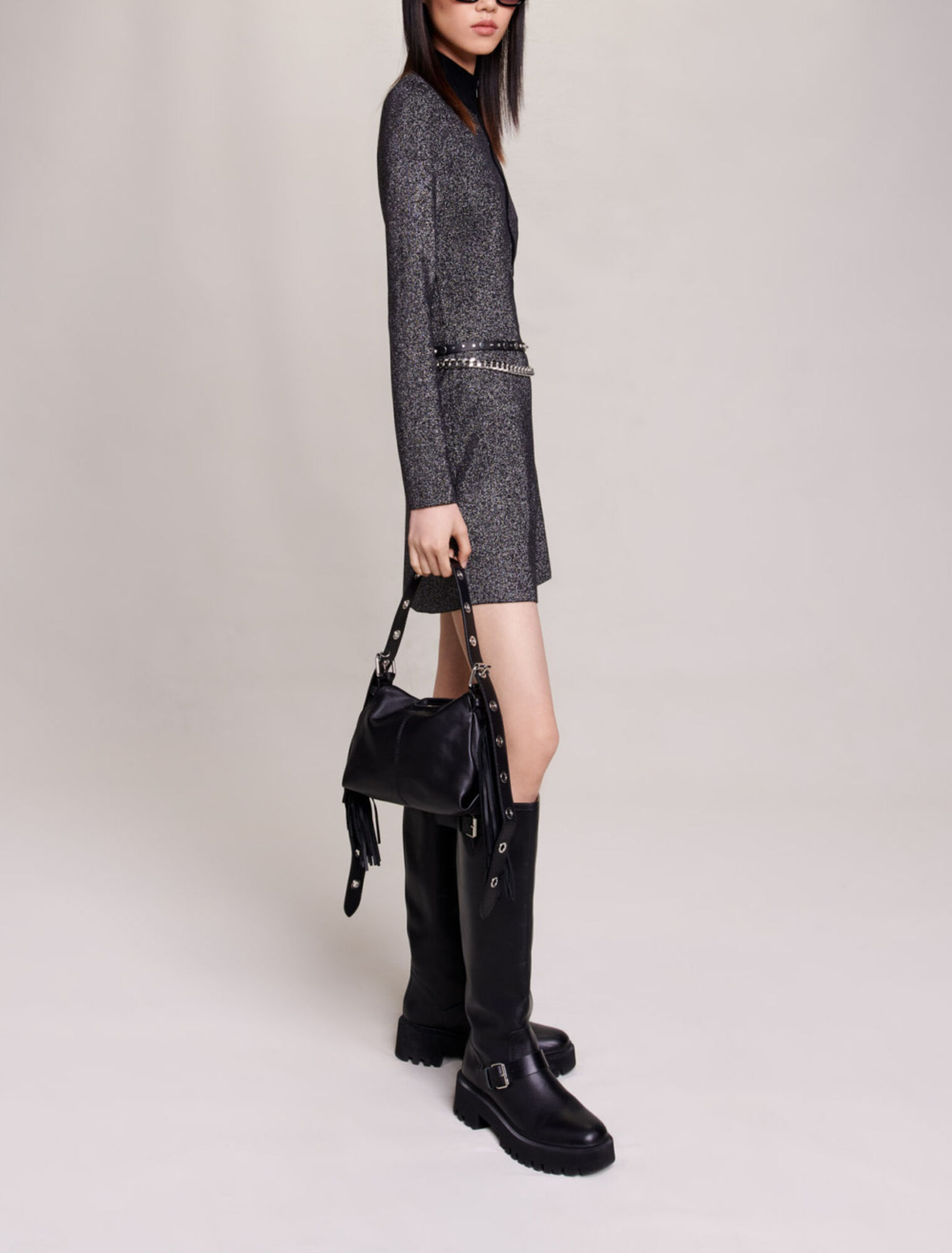 Robe courte en maille pailletée