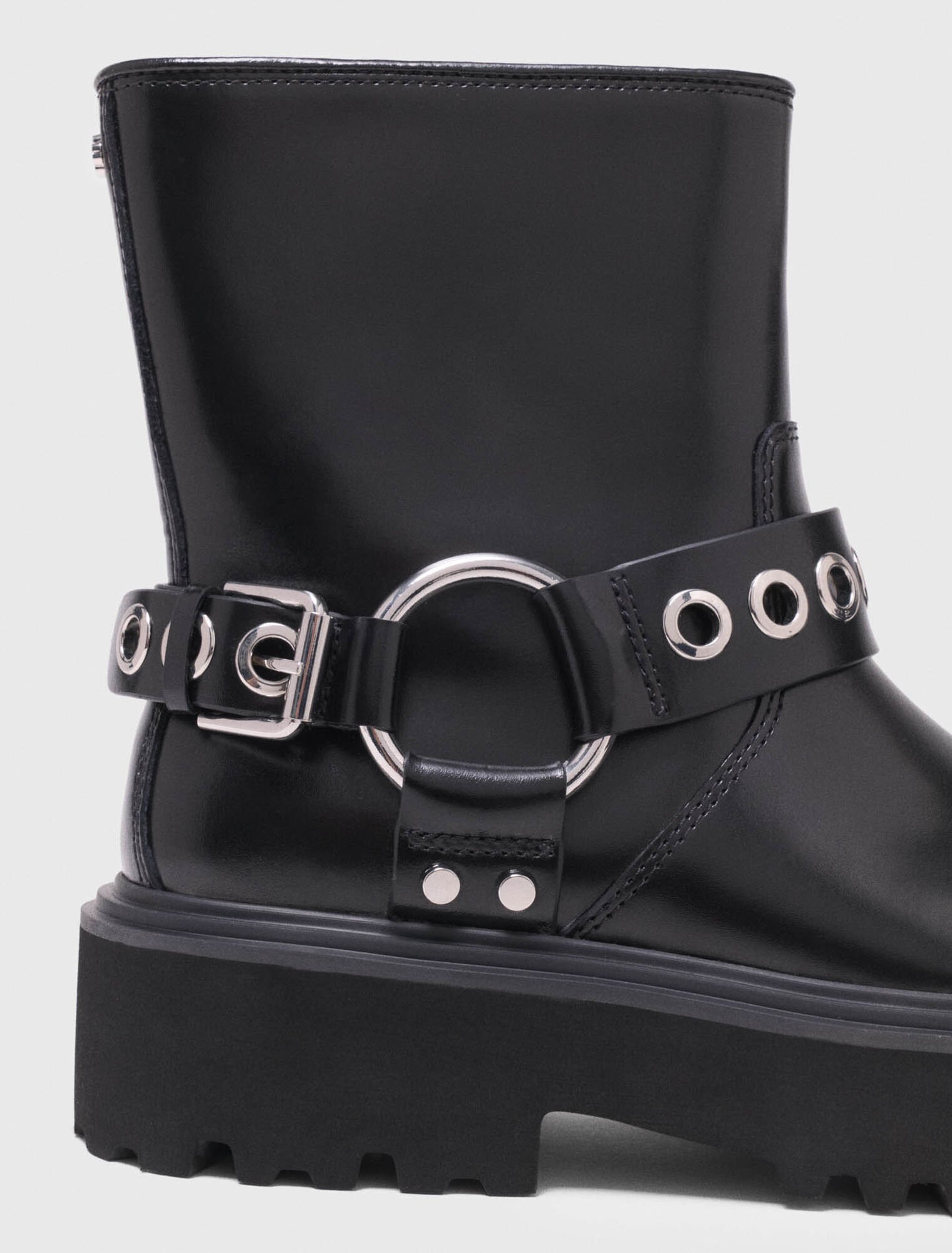 Bottine biker en cuir