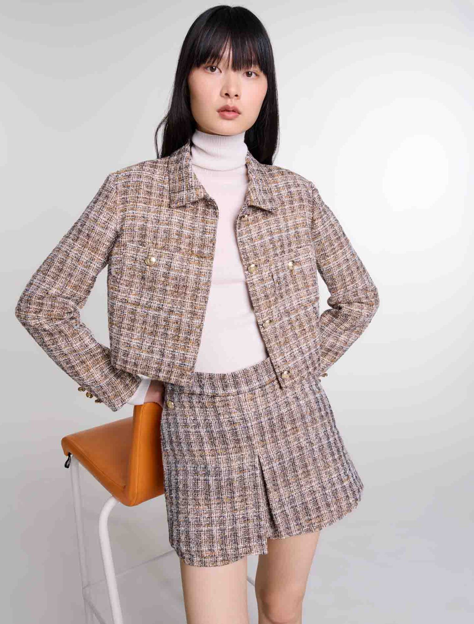 Short trompe l'œil en tweed