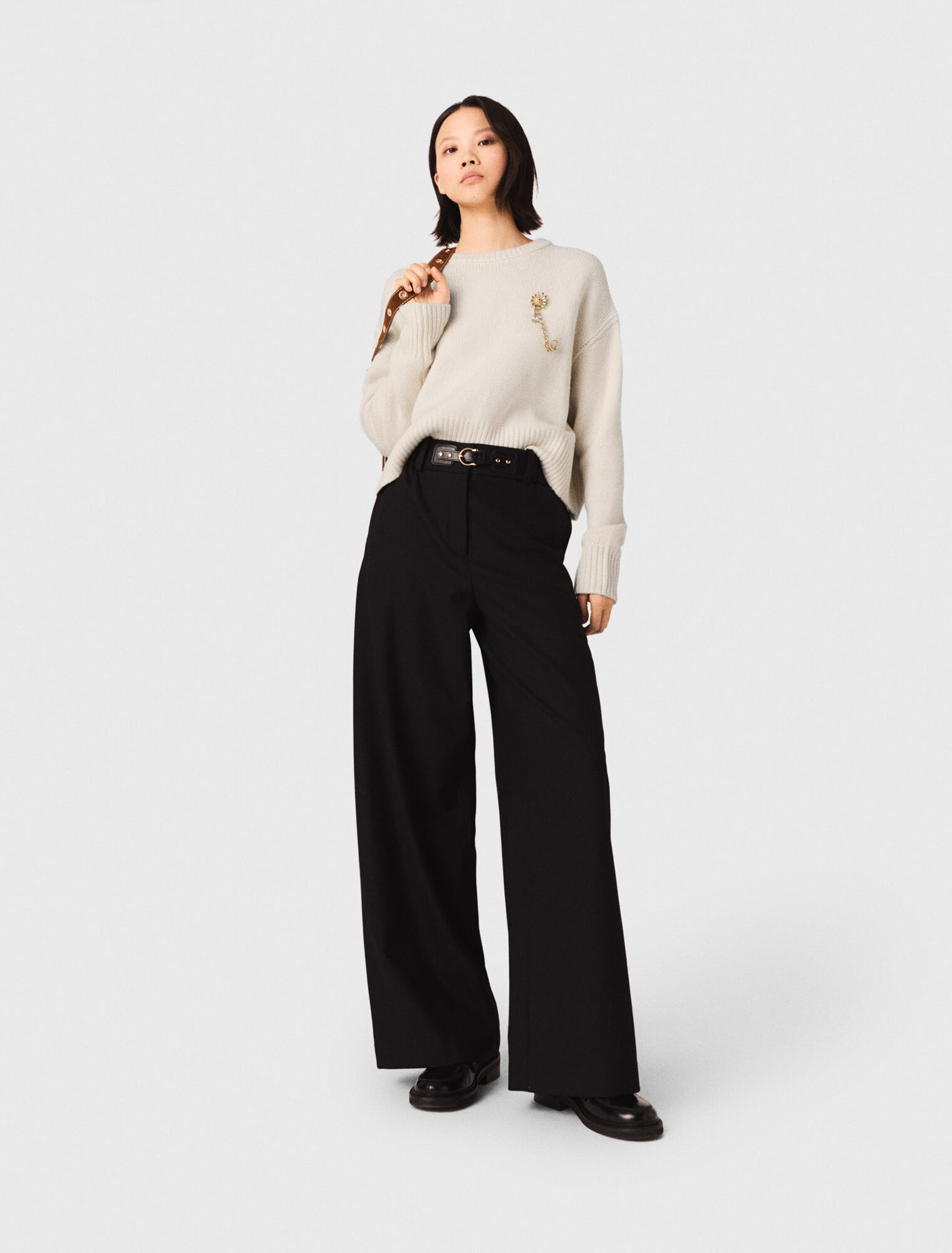 Pantalon tailleur &agrave; jambes larges