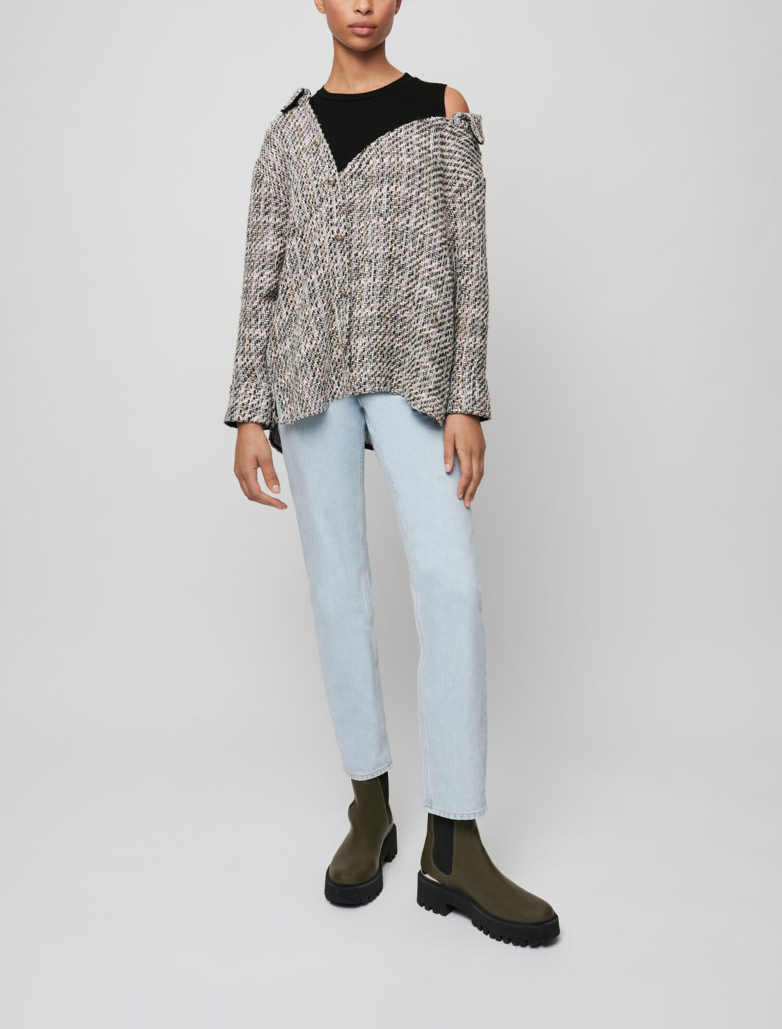 Chemise trompe-l'œil façon tweed