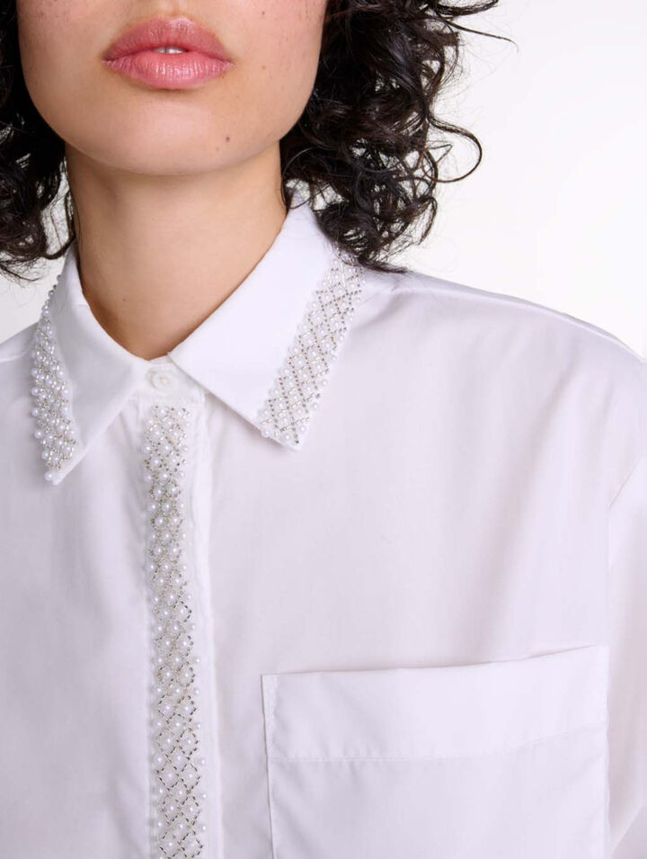 Chemise courte orn&eacute;e de perles