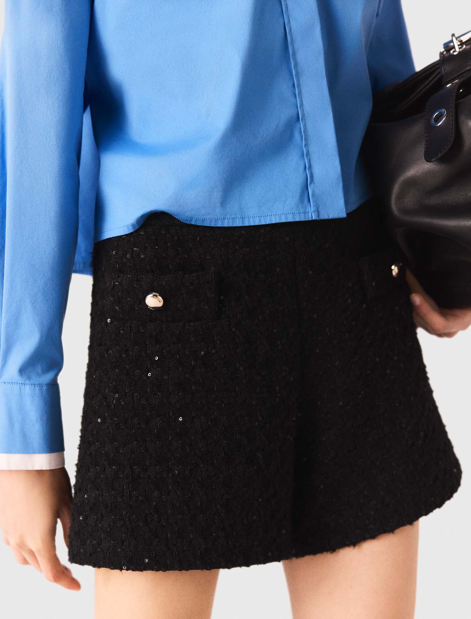 Short en tweed avec strass