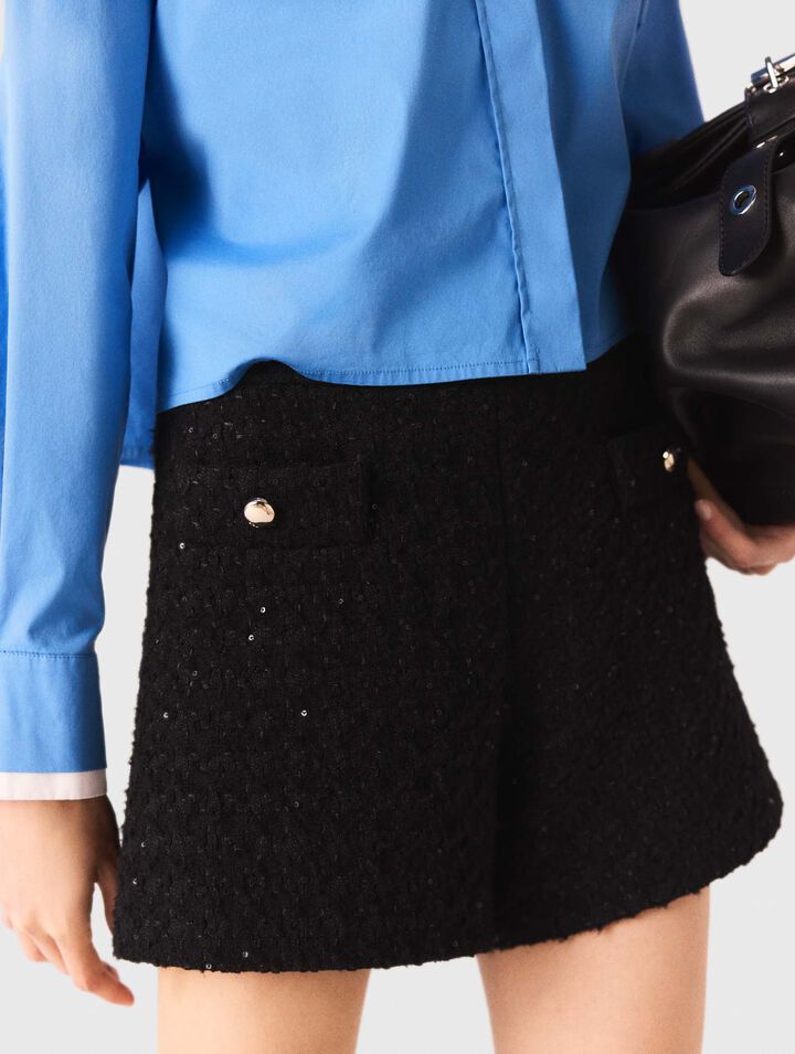 Short en tweed avec strass