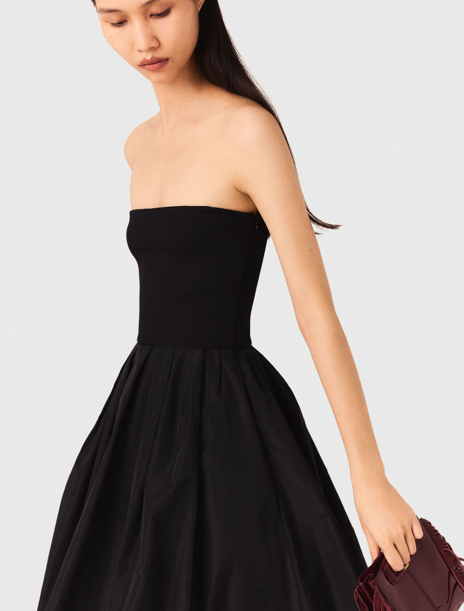 Robe bustier en maille et taffetas