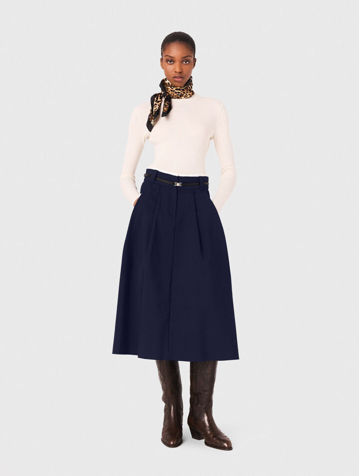 Jupe longue en coton avec ceinture 