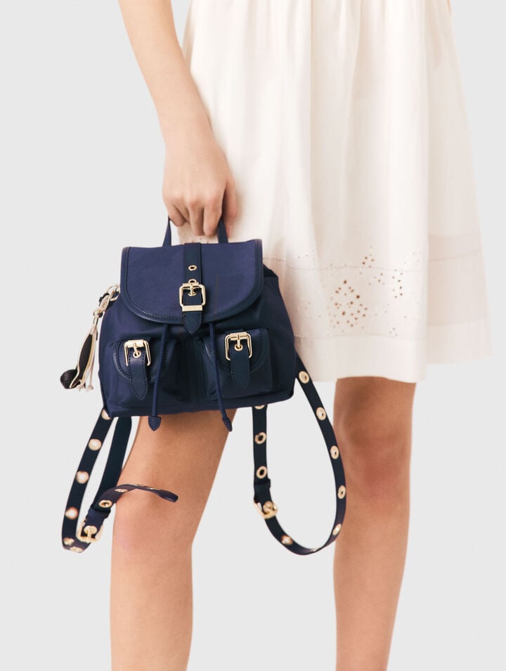 Mini sac &agrave; dos en cuir et nylon