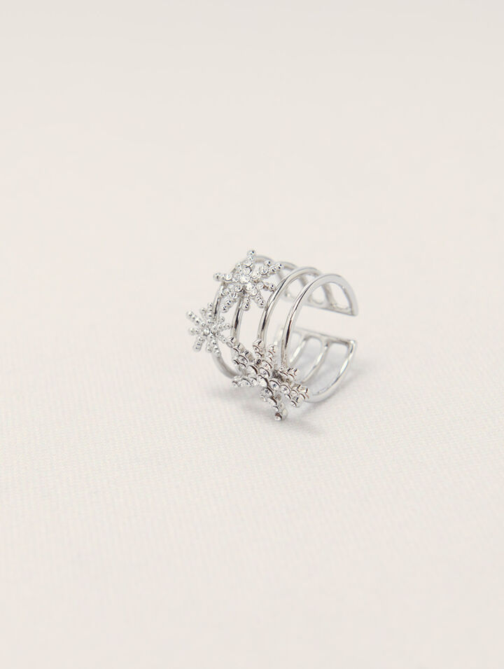 Bague anneaux à étoiles strassées