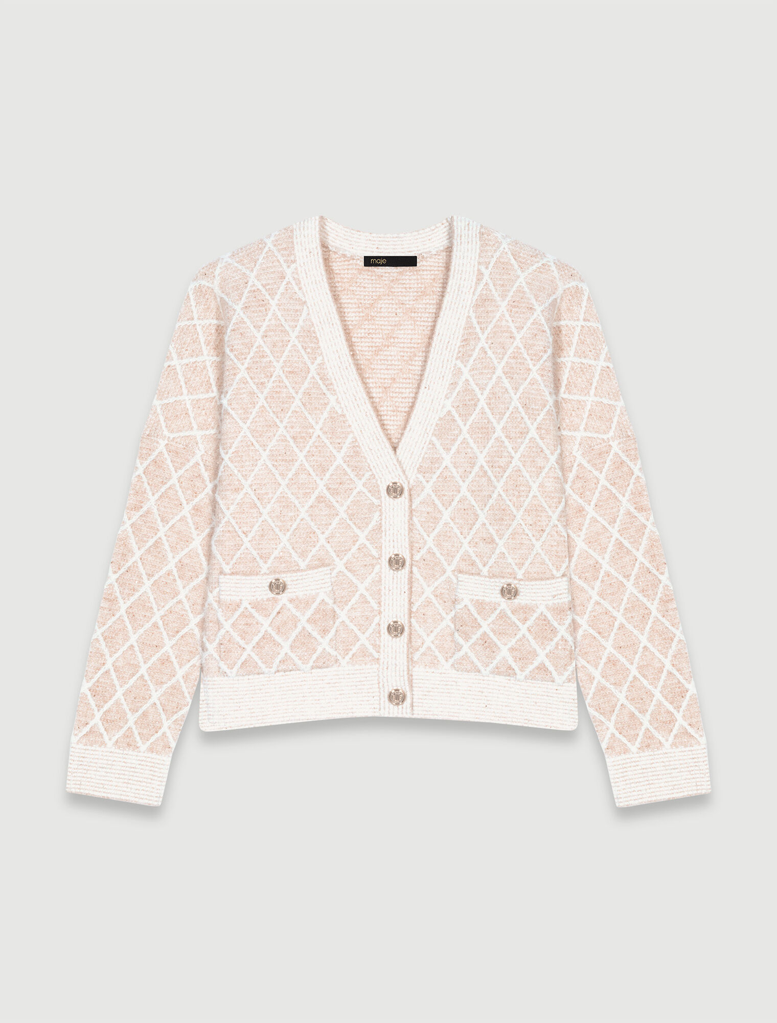 Cardigan en maille &agrave; carreaux