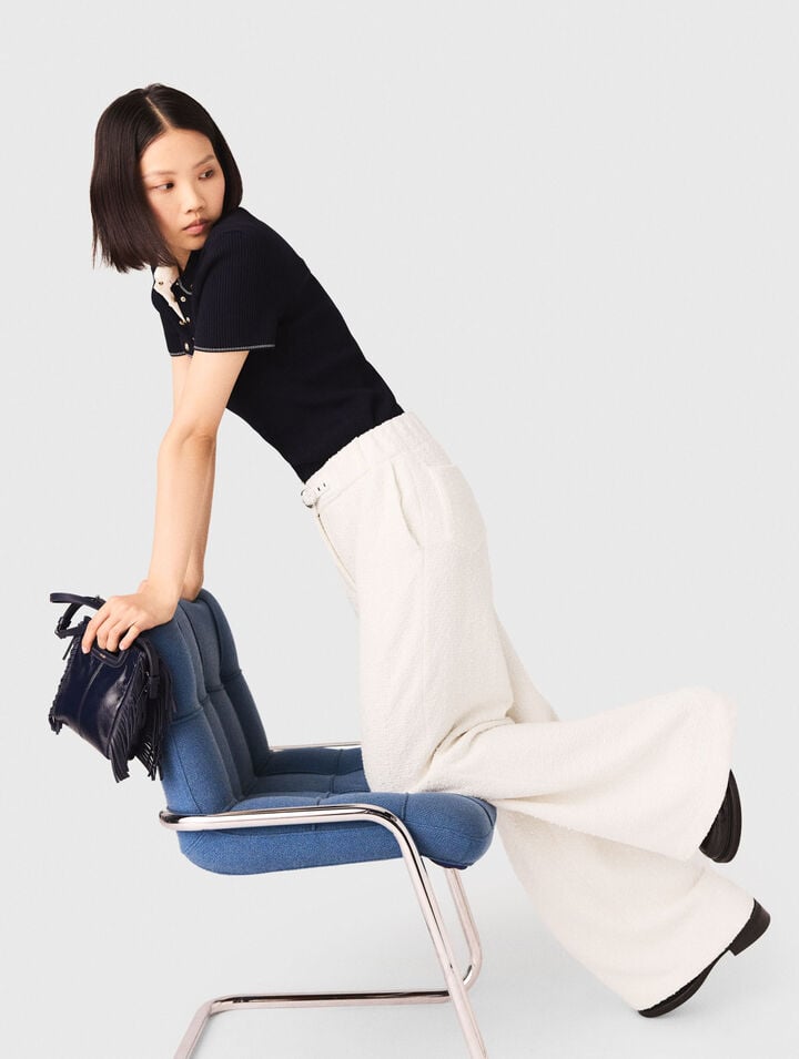 Pantalon large en tweed