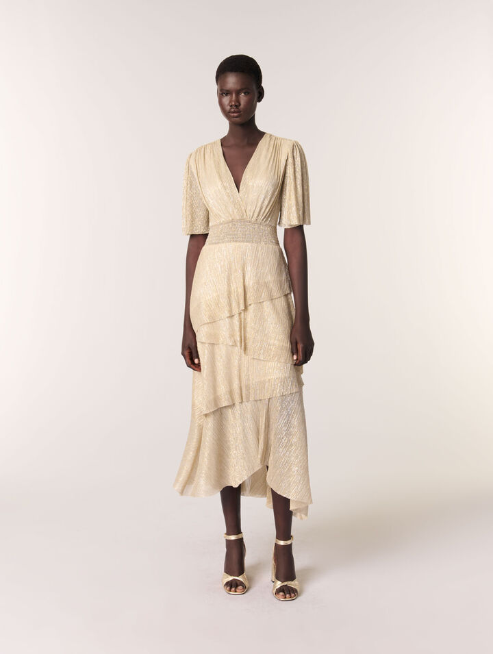 Robe à volants métallisée