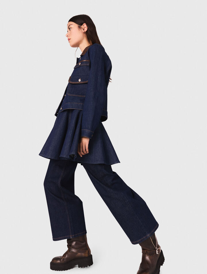 Veste en denim et col en faux cuir