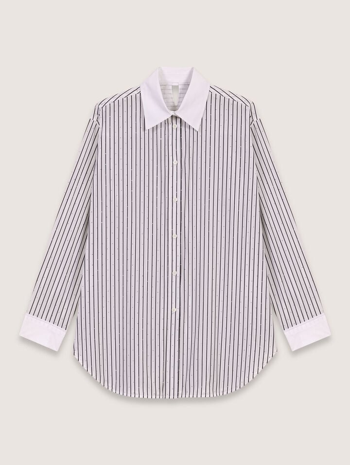 Chemise à rayures strassée