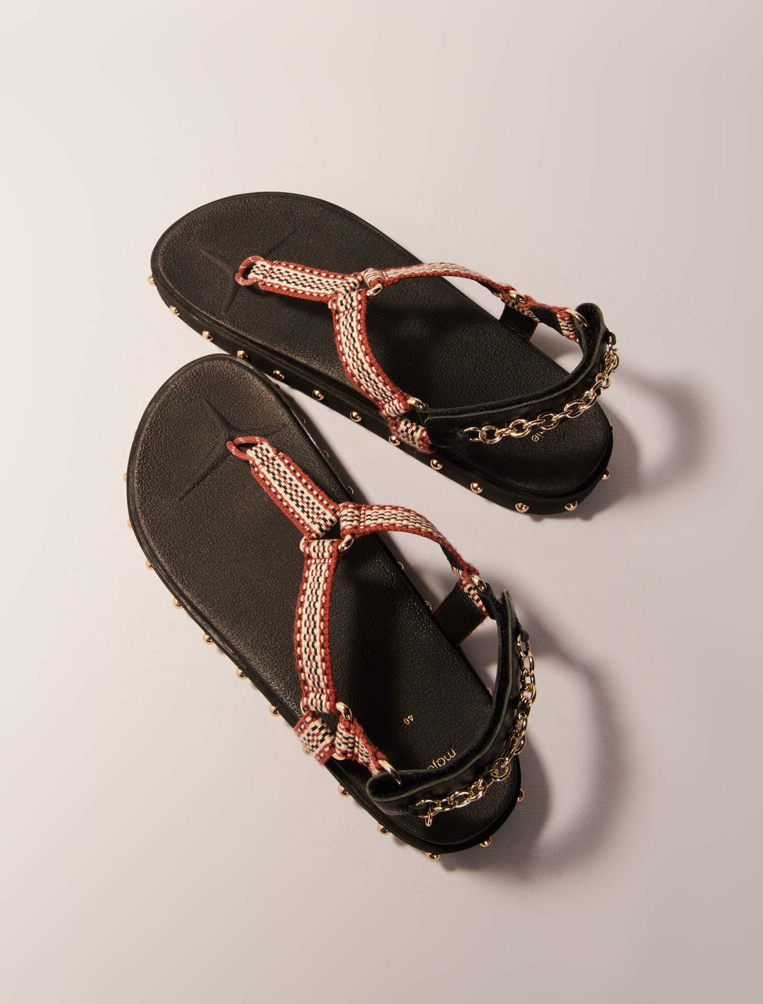 Sandales plates corde et cuir