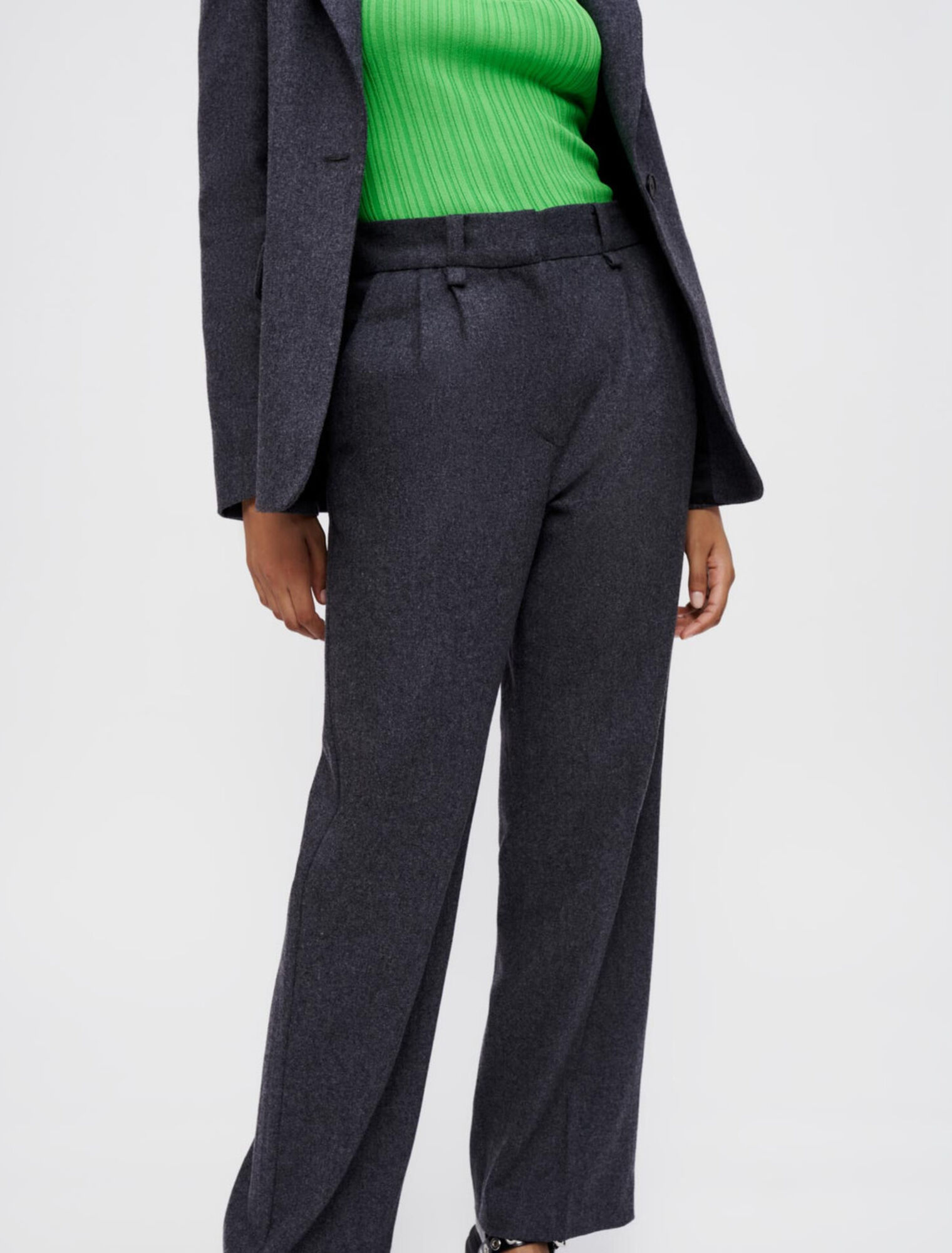 Pantalon large en flanelle grise