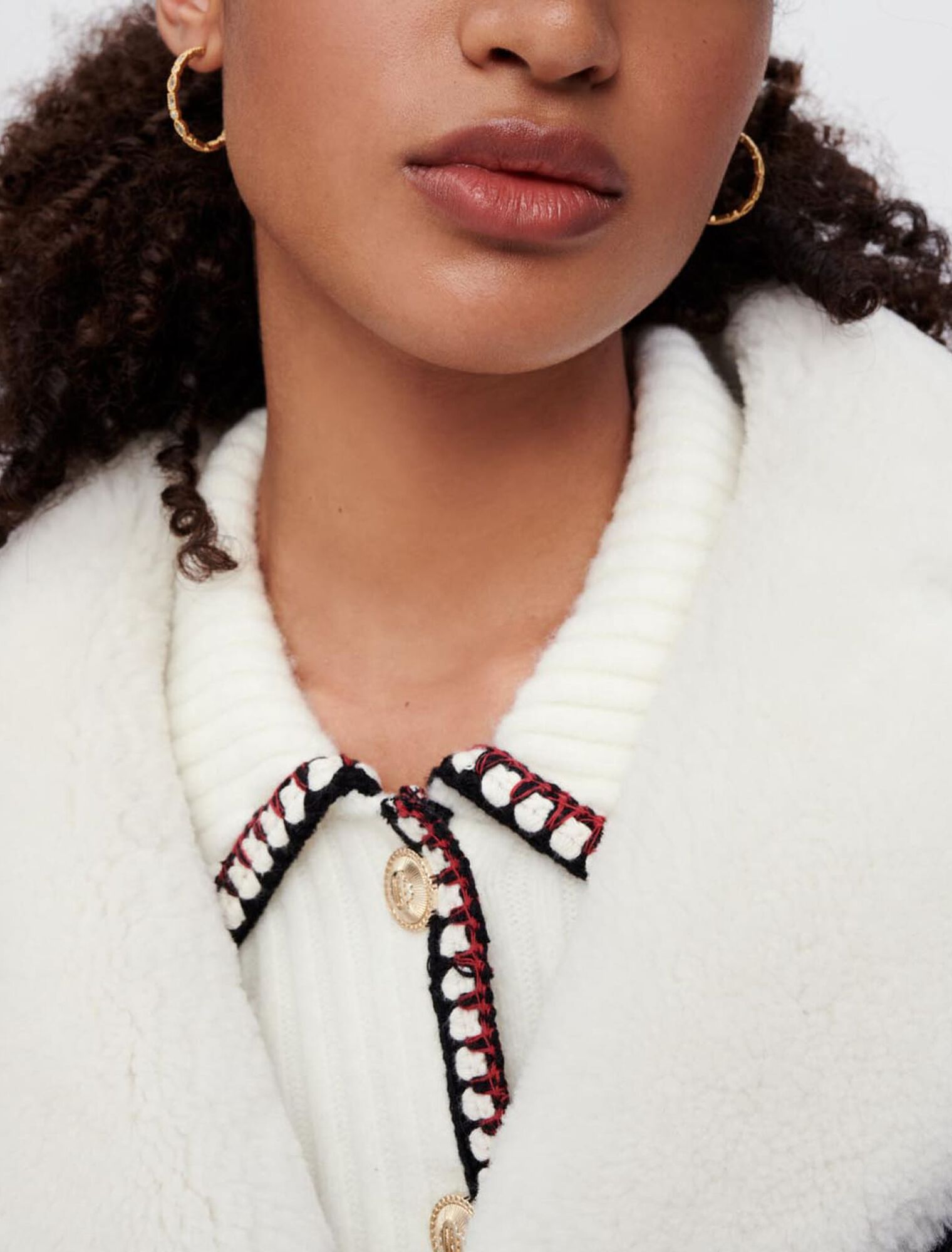 Manteau en peau lainée bicolore