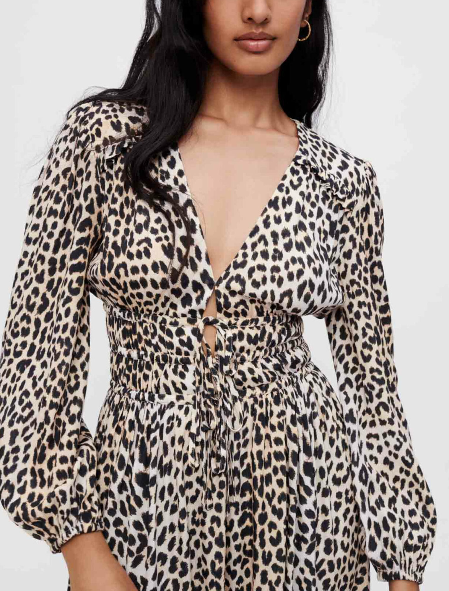 Robe longue en viscose imprimée léopard