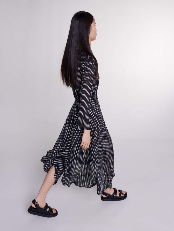 Robe mi-longue à pois