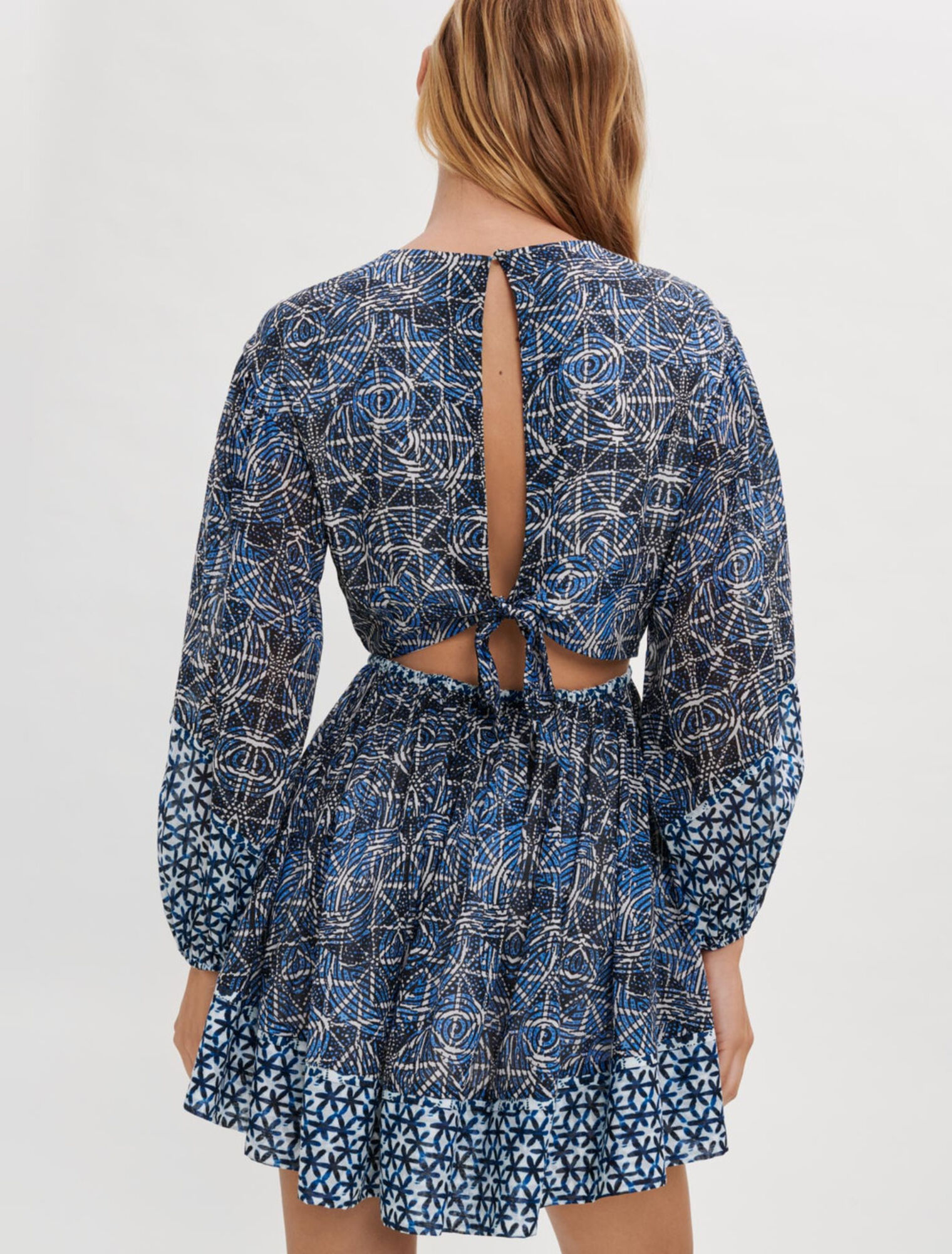 Robe en voile de coton en mix d'imprimés