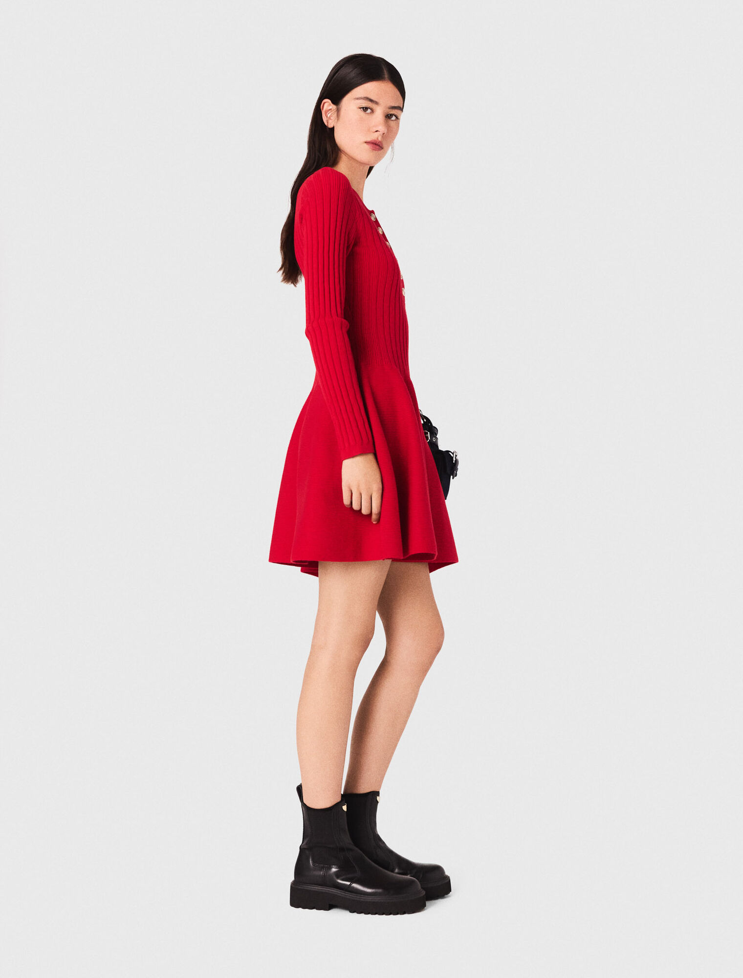Robe en maille avec jupe évasée