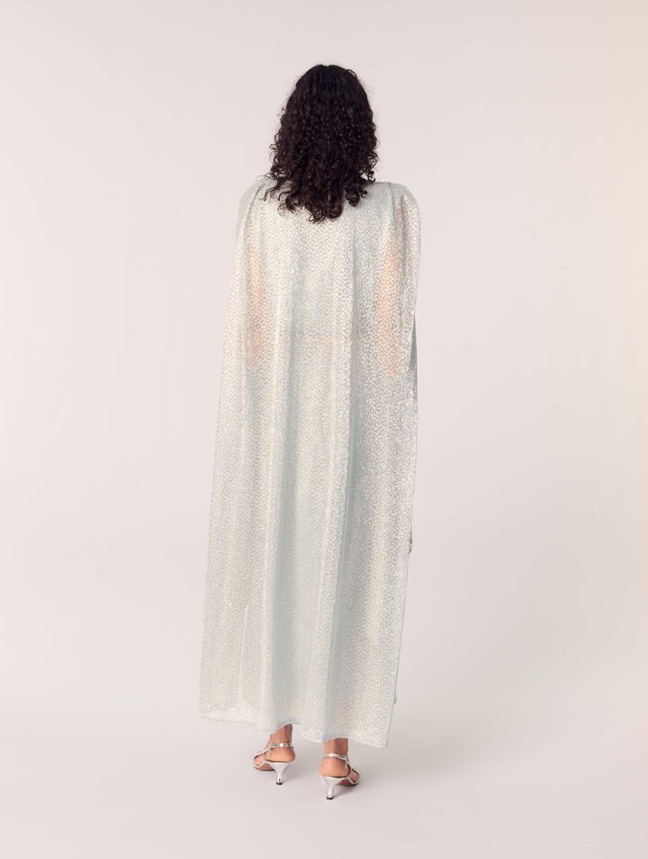 Robe longue à cape en lurex