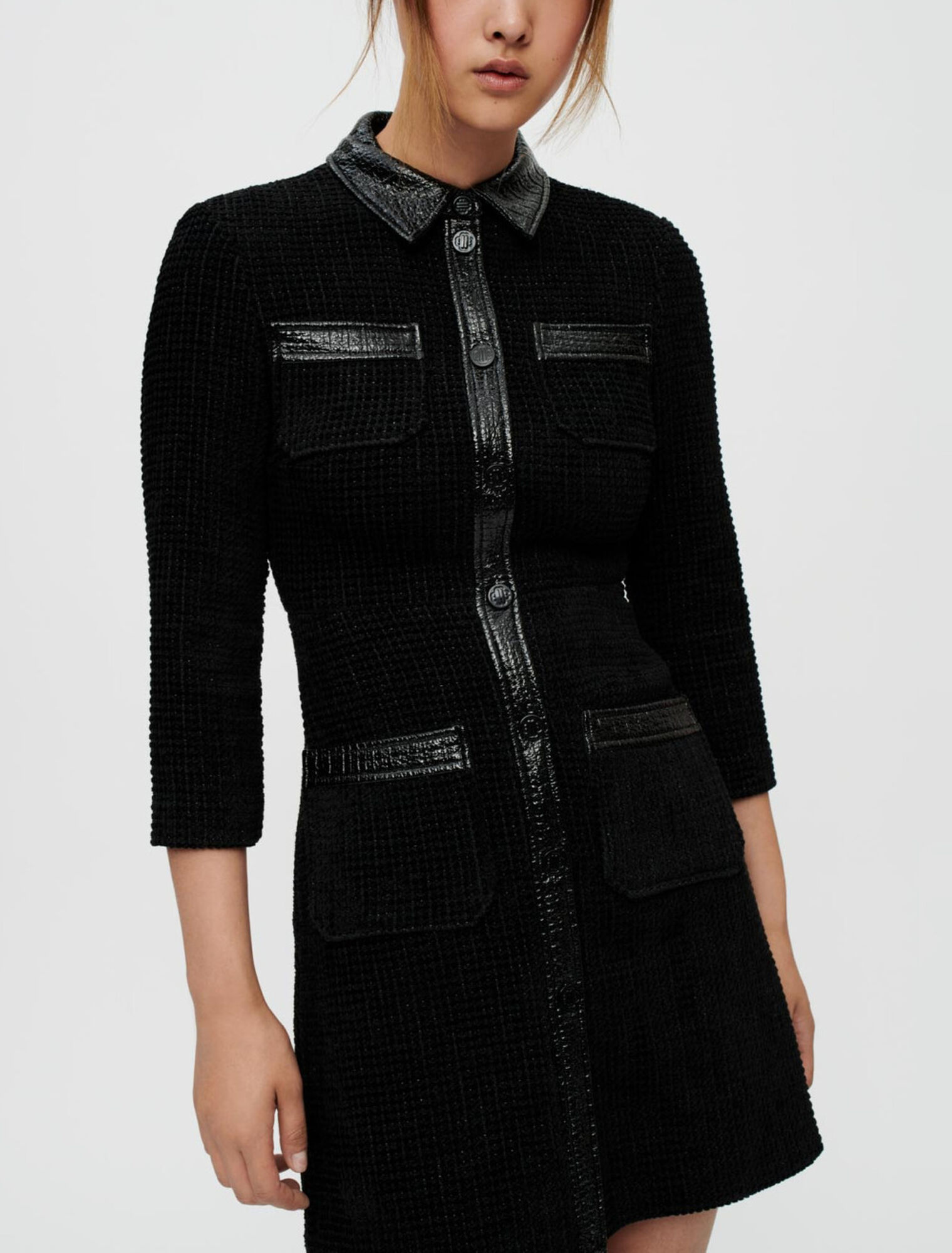 Robe en tweed velours et vinyle