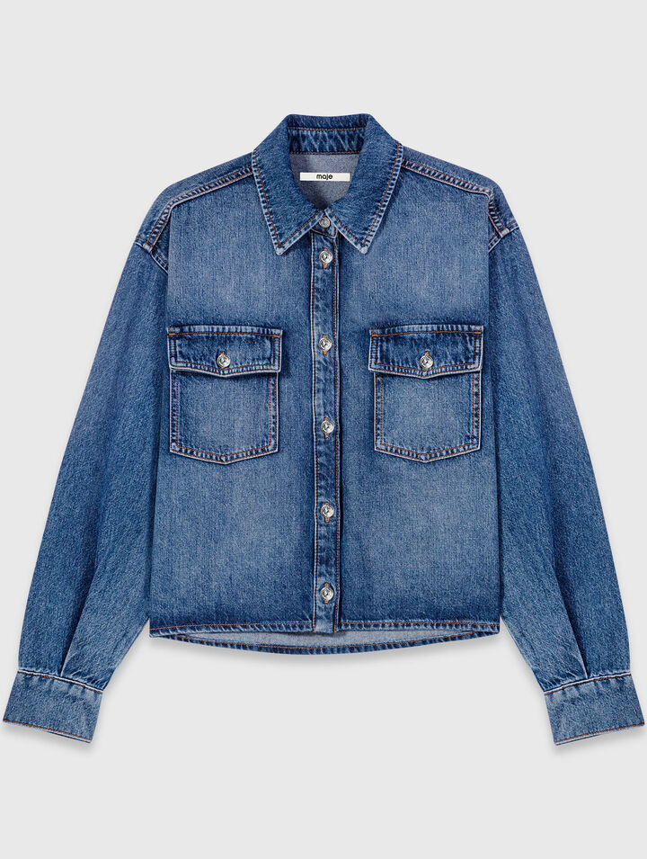 Chemise en denim avec broches