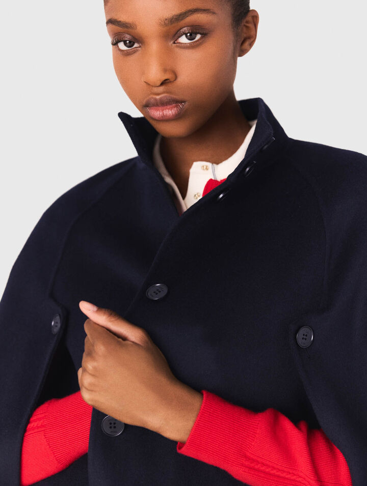 Manteau long double face avec cape