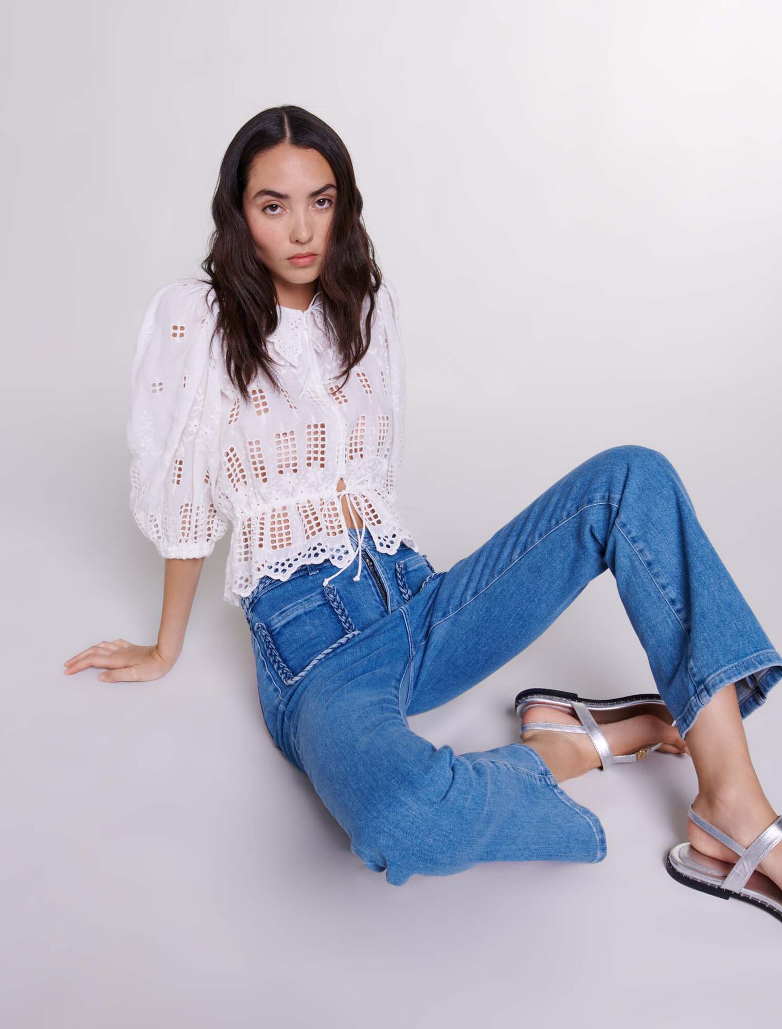 Blouse brodée en ramie