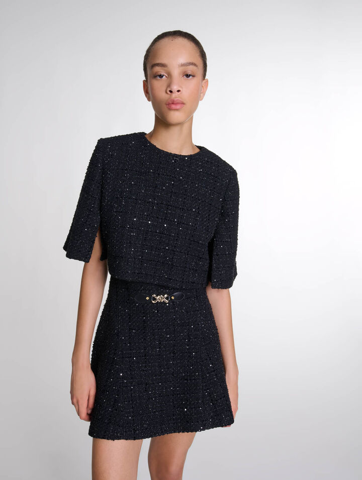 Robe courte 2-en-1 en tweed