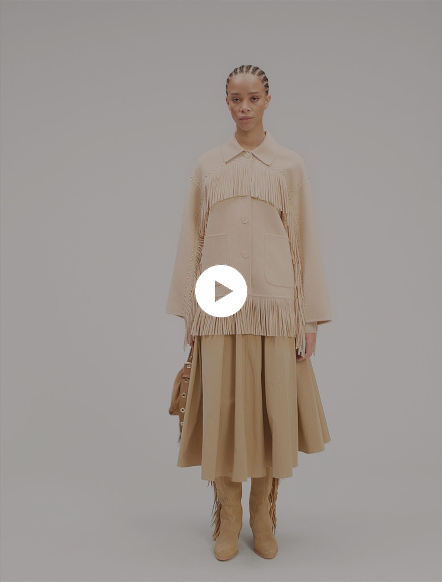 Manteau en double face à franges